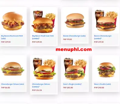 WENDY’S BURGER MENU WITH PRICES