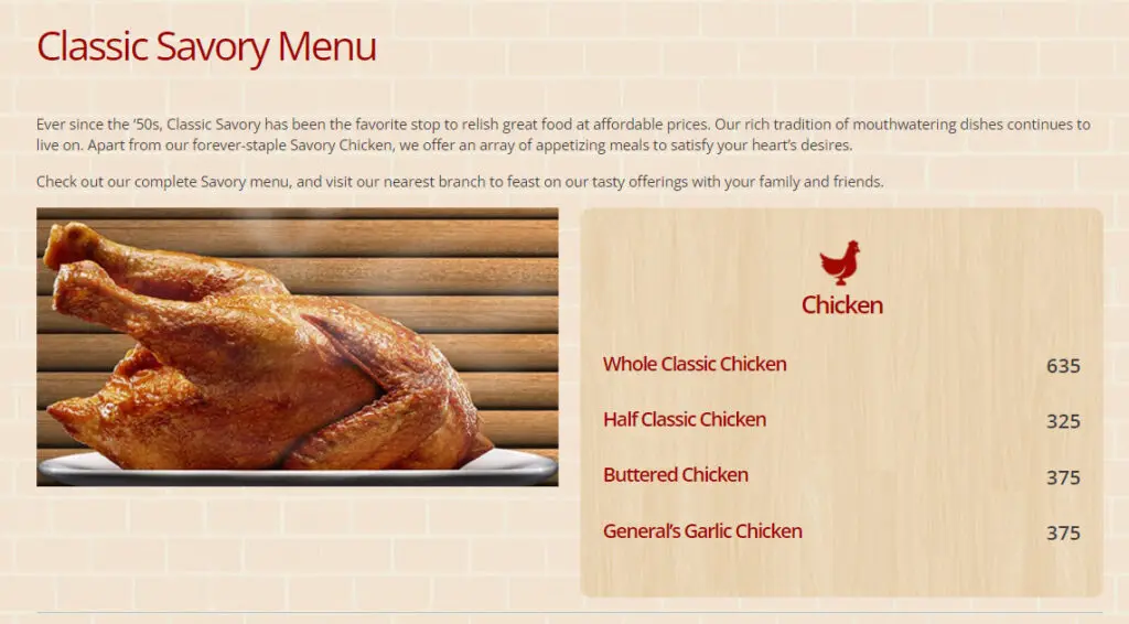 CLASSIC SAVORY CHICKEN MENU WITH PRICES.webp