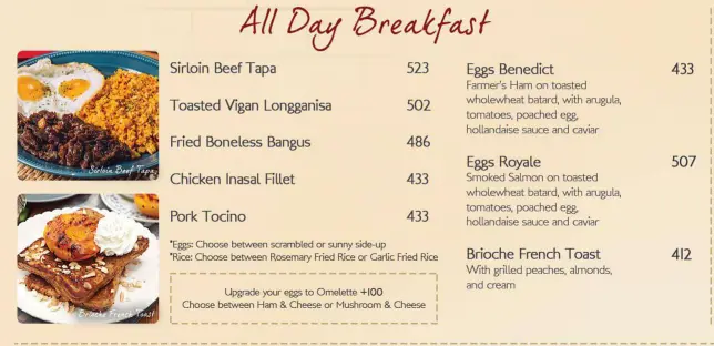 MARY GRACE ALL DAY BREAKFAST MENU PRICES