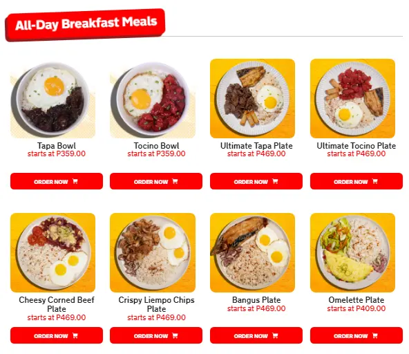 MAX’S ALL DAY BREAKFAST PLATES PRICES
