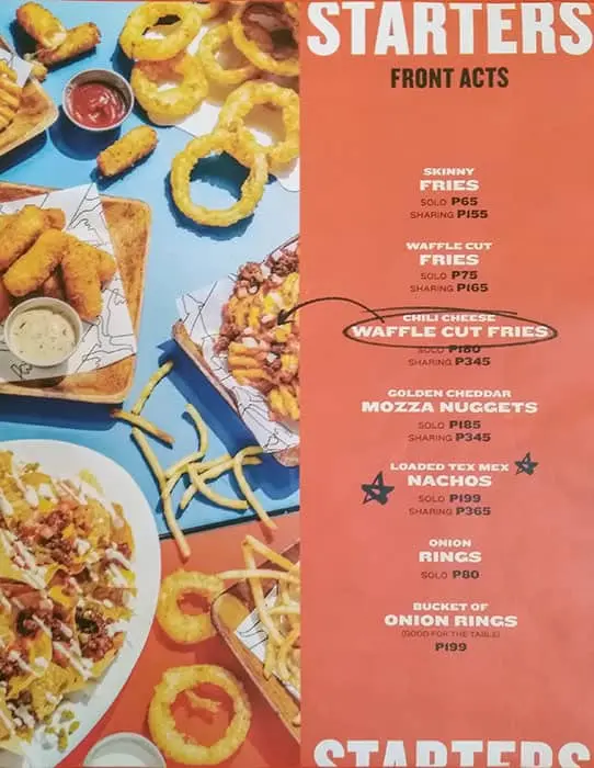 8 CUTS STARTERS MENU WITH PRICES