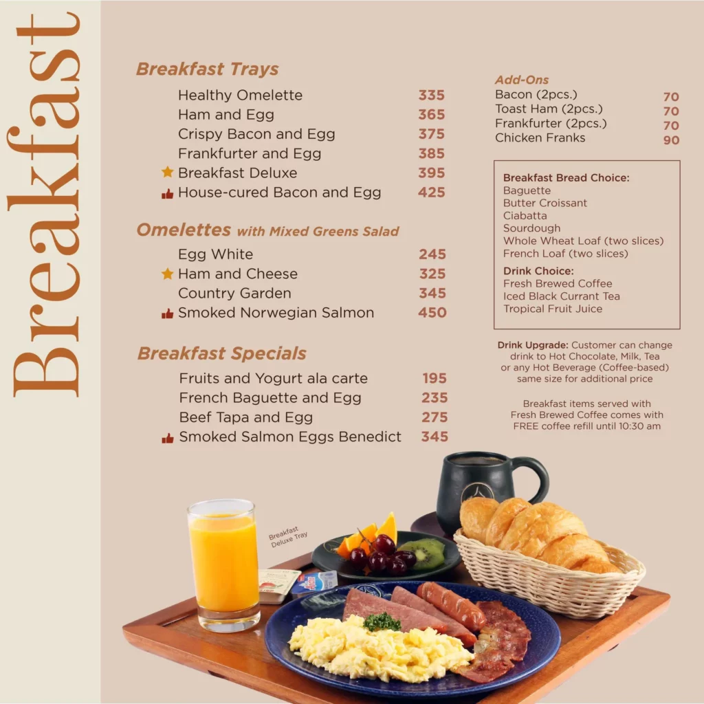 CAFE FRANCE BREAKFAST MENU WITH PRICES