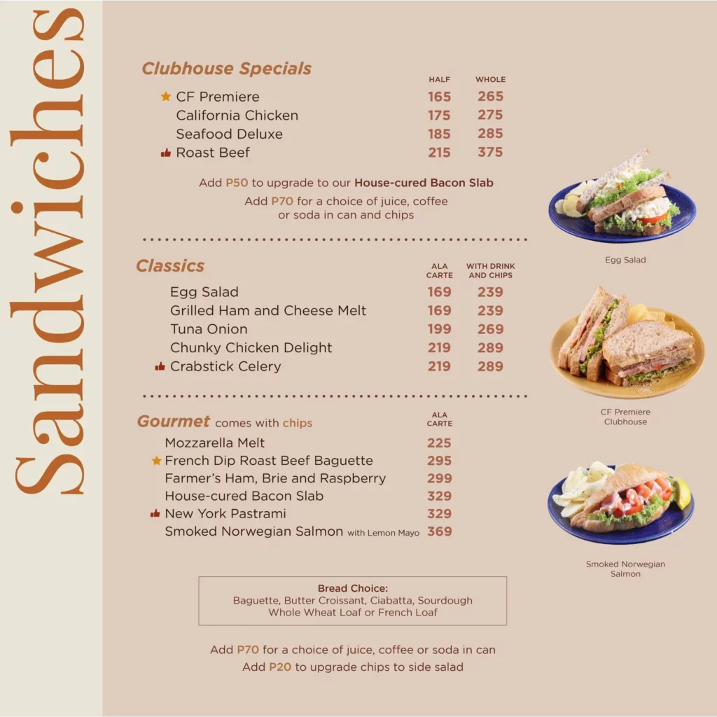 CAFE FRANCE SANDWICHES PRICES