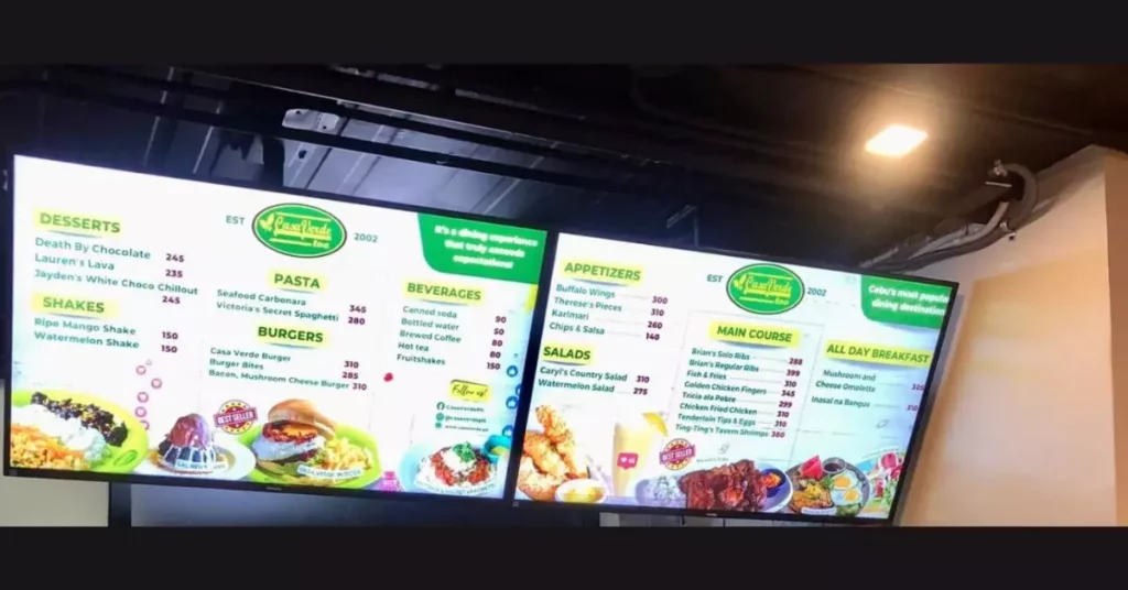 CASA VERDE APPETIZERS MENU WITH PRICES
