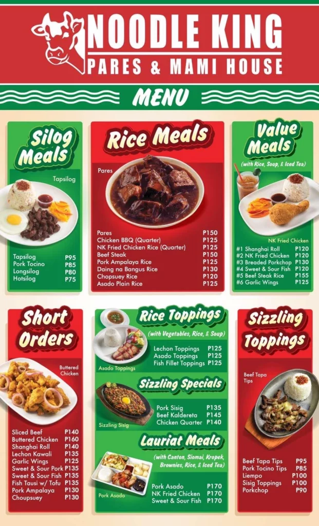 NOODLE KING RICE MEALS PRICES