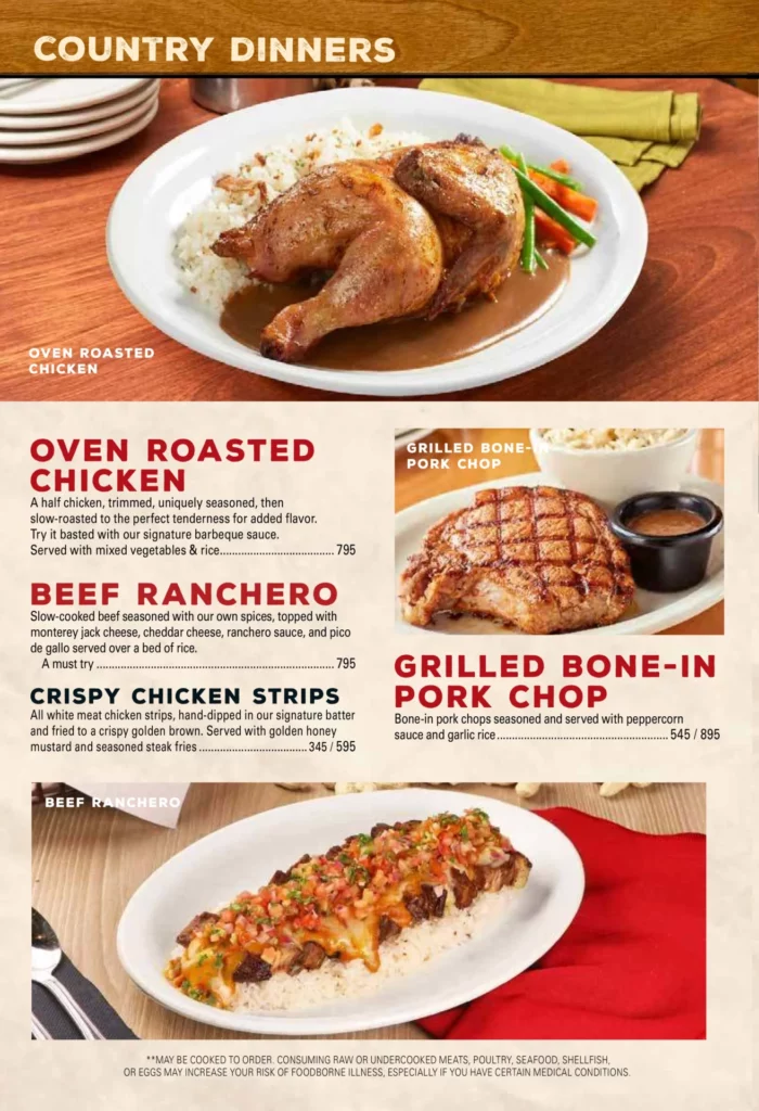 TEXAS ROADHOUSE COUNTRY DINNERS PRICES