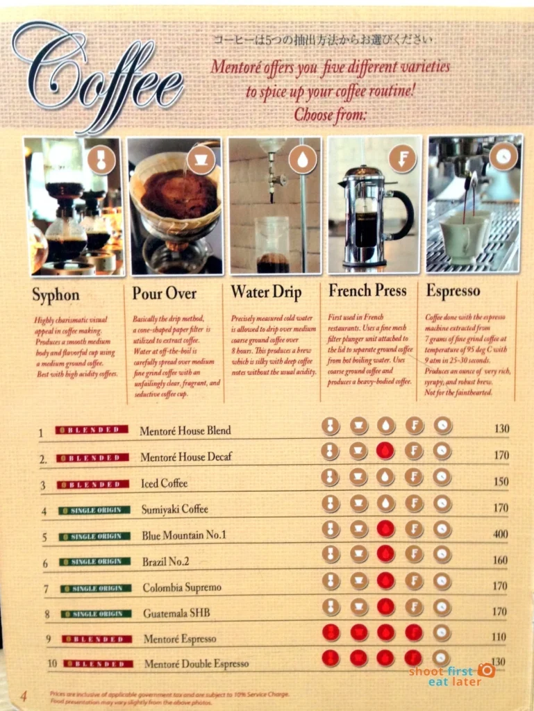 UCC COFFEE CRAFTED SHOP MENU WITH PRICES