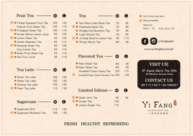 YI FANG TEA PRICES