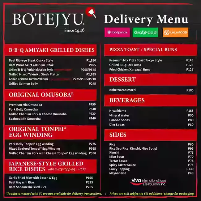 BOTEJYU APPETIZERS & SALADS MENU WITH PRICES