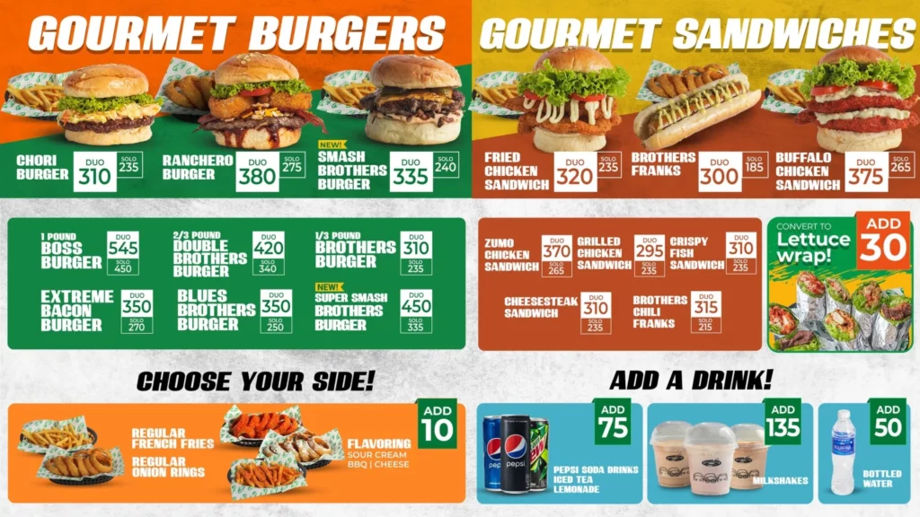 BROTHERS BURGER GOURMET SANDWICHES PRICES
