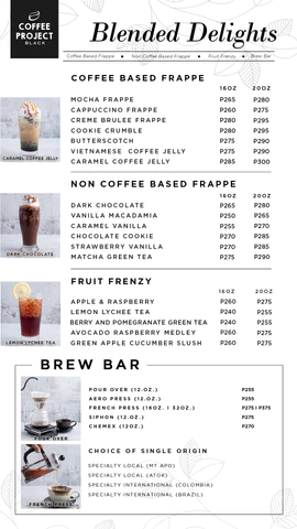COFFEE PROJECT FOOD MENU WITH PRICES