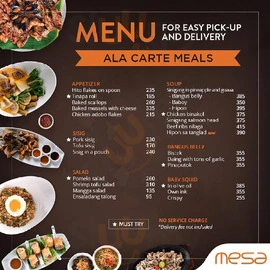 MESA APPETIZER MENU WITH PRICES
