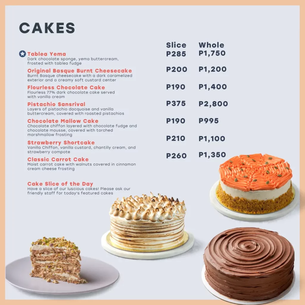 SCOUT’S HONOR CAKES MENU PRICES