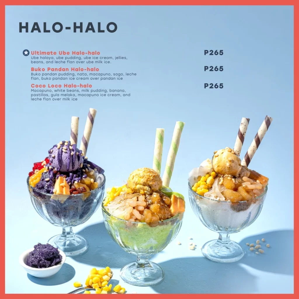 SCOUT’S HONOR HALO-HALO MENU PRICES
