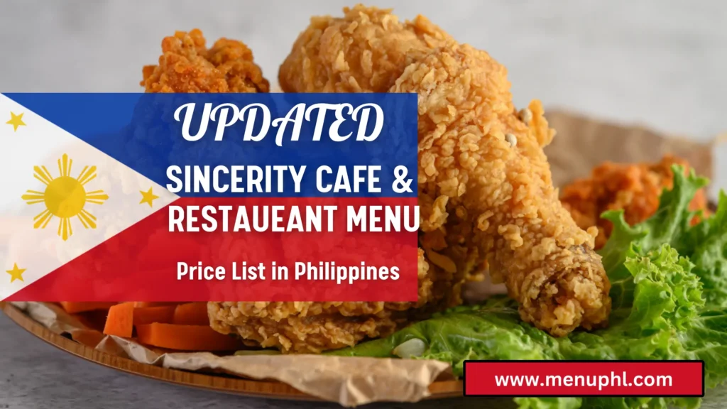 SINCERITY CAFE AND RESTAURANT MENU PHILIPPINES 