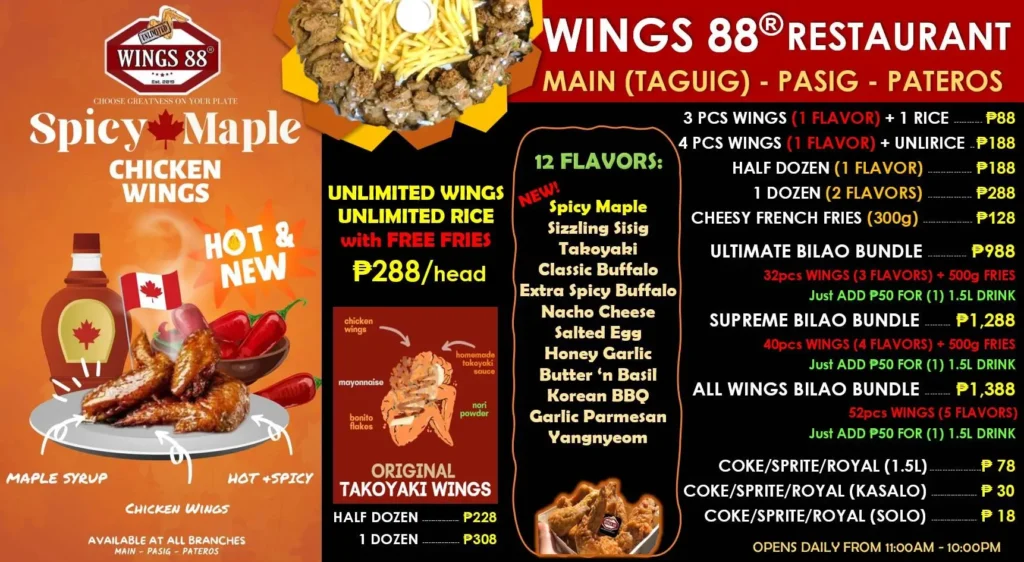 Chicken Nuggets prices at wings 88 philippines
