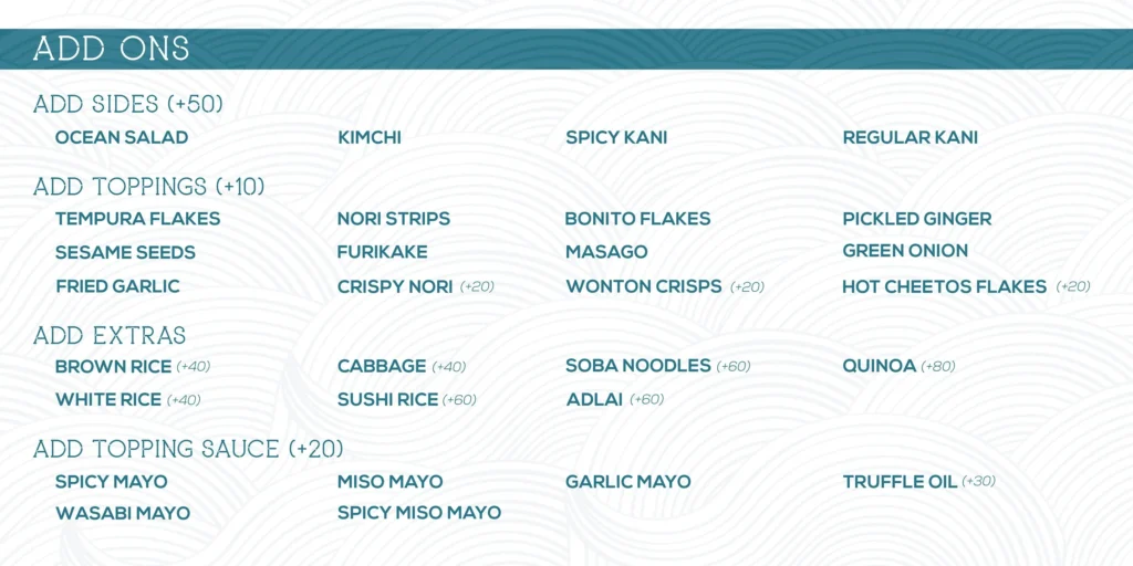  ONO POKE SIGNATURES BOWLS MENU